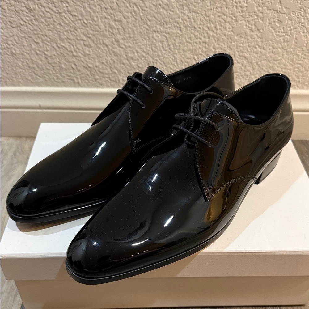 Saint Laurent Black Patent Leather Men's Dress Shoes 43+